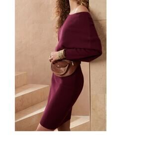 Women's Banana Rebublic Maroon Off the Shoulder Sweater Dress Size Med
